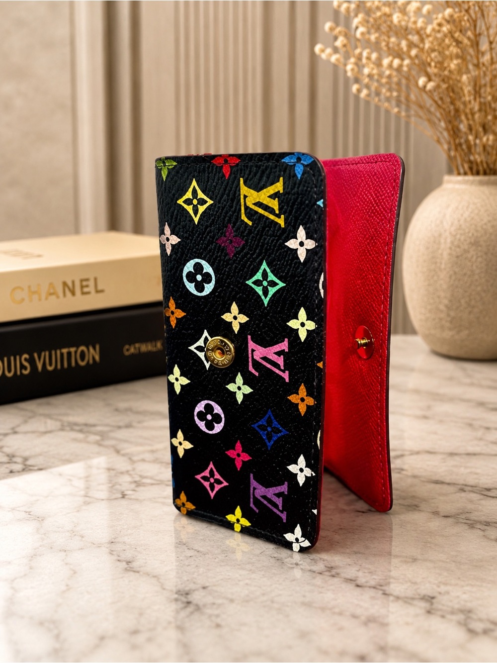 Louis Vuitton Murakami Multicolor 4 Key Holder Black Pink LV